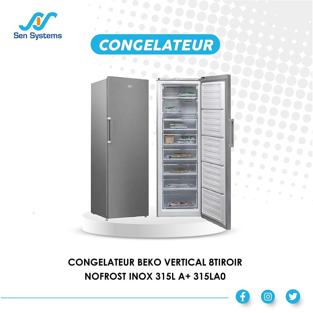 CONBEK8T- CONGELATEUR BEKO VERTICAL 8TIROIR NOFROST INOX 315L A+ 315LA0